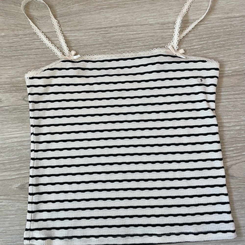 American Eagle Outfitters Black and White Striped Top
